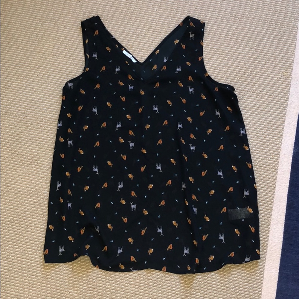 V-neck woodland animal blouse